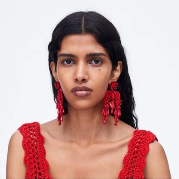 Zara Long Beaded Tassel Earrings - Picture 8 of 8